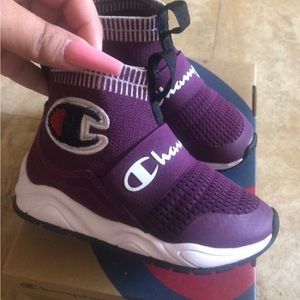 Champion Rally Pro Sneaker high top sock size 7c Purple and black
